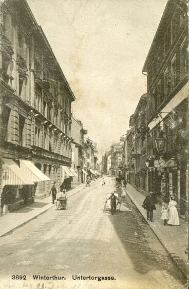 1907 (Poststempel): Untertor mit Blick gegen Osten