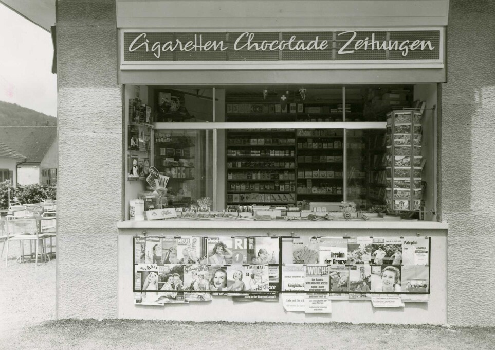  Kiosk neben dem Café Stadion an der Wartstrasse 50, Ende 1950er-Jahre. Aus dem Fotoalbum von Hansjakob Waser.